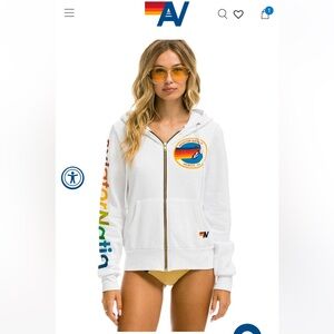 Aviator Nation, White zip up sweatshirt, women’s size Small